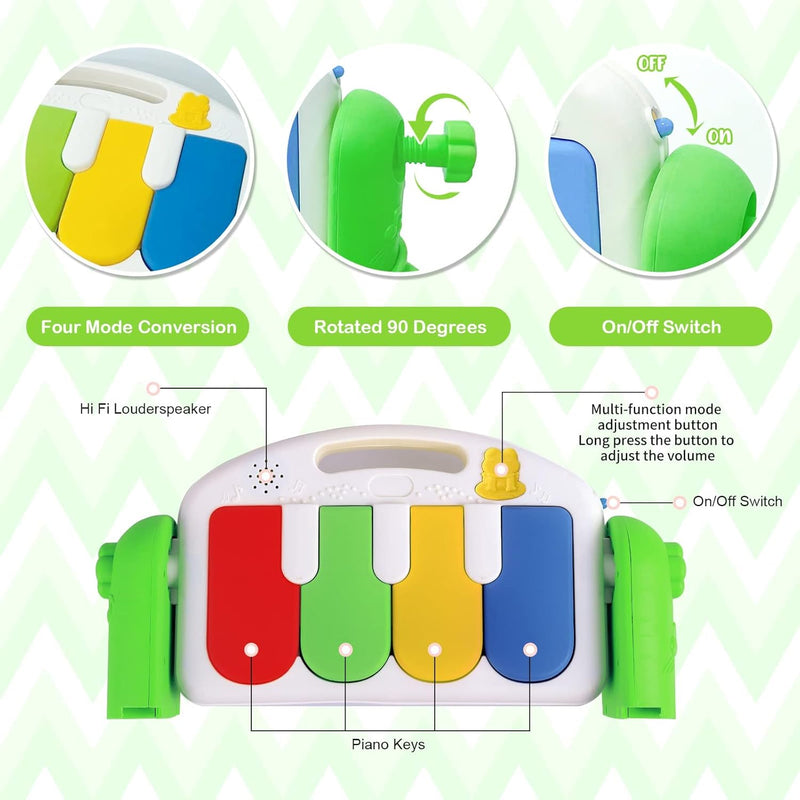 SKY-TOUCH Play Mats for Baby Gyms, Kick and Play Piano Gym Mats, Detachable Tummy Time Mat with Music and Lights, Musical Electronic Learning Toys, Activity Center for Babies and Toddlers