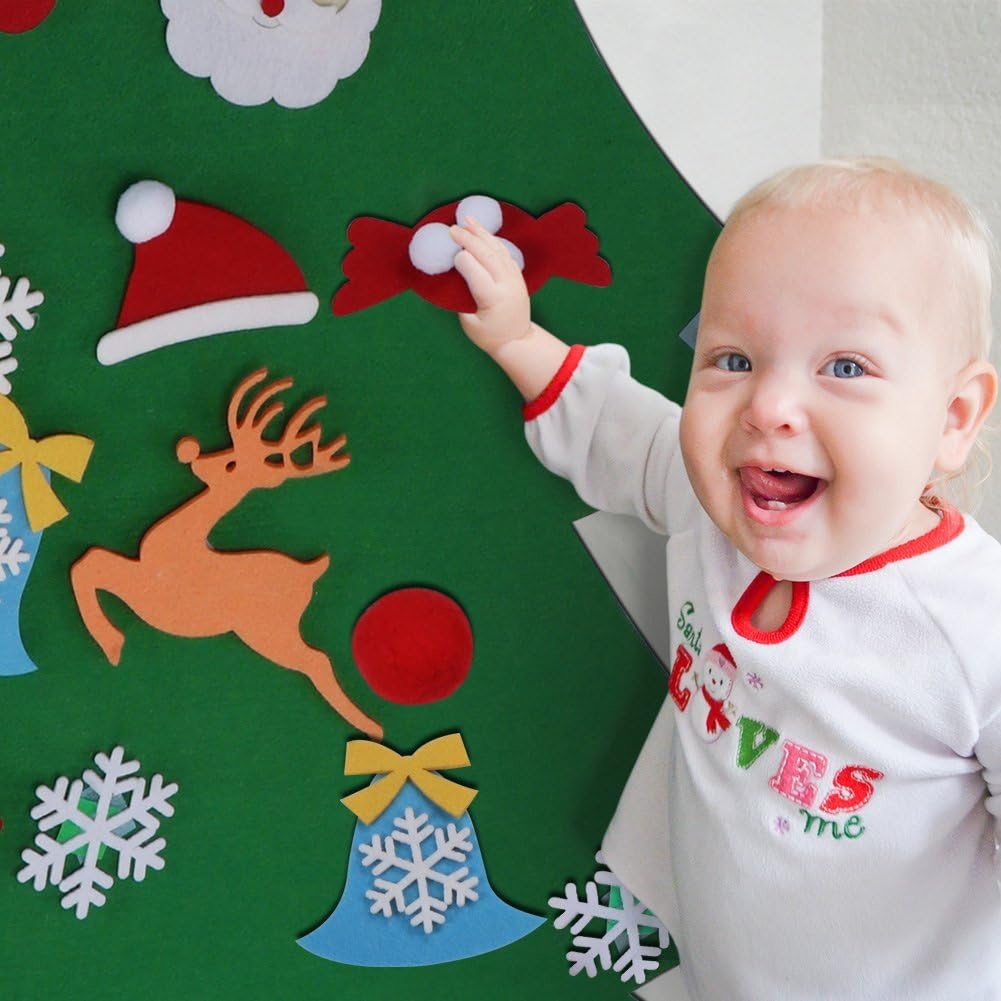 DIY Felt Christmas Tree Set with Ornaments for Kids, Xmas Gifts, New Year Door Wall Hanging Decorations – image 3