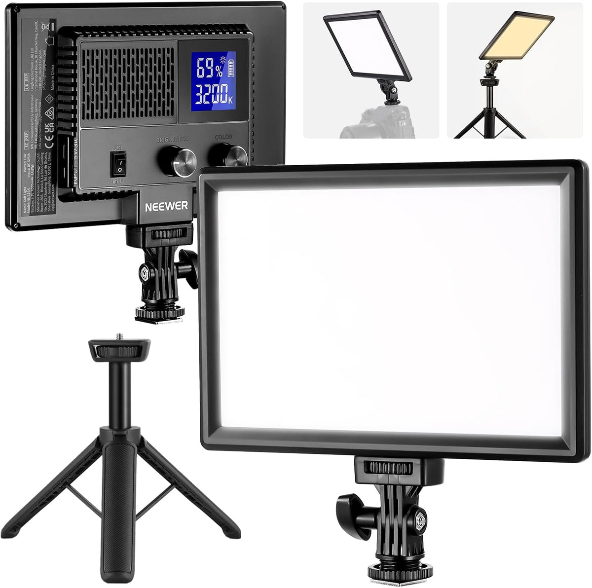 NEEWER NL-116AI 9" LED Video Light Panel, Camera Lighting with Desk Tripod – image 1