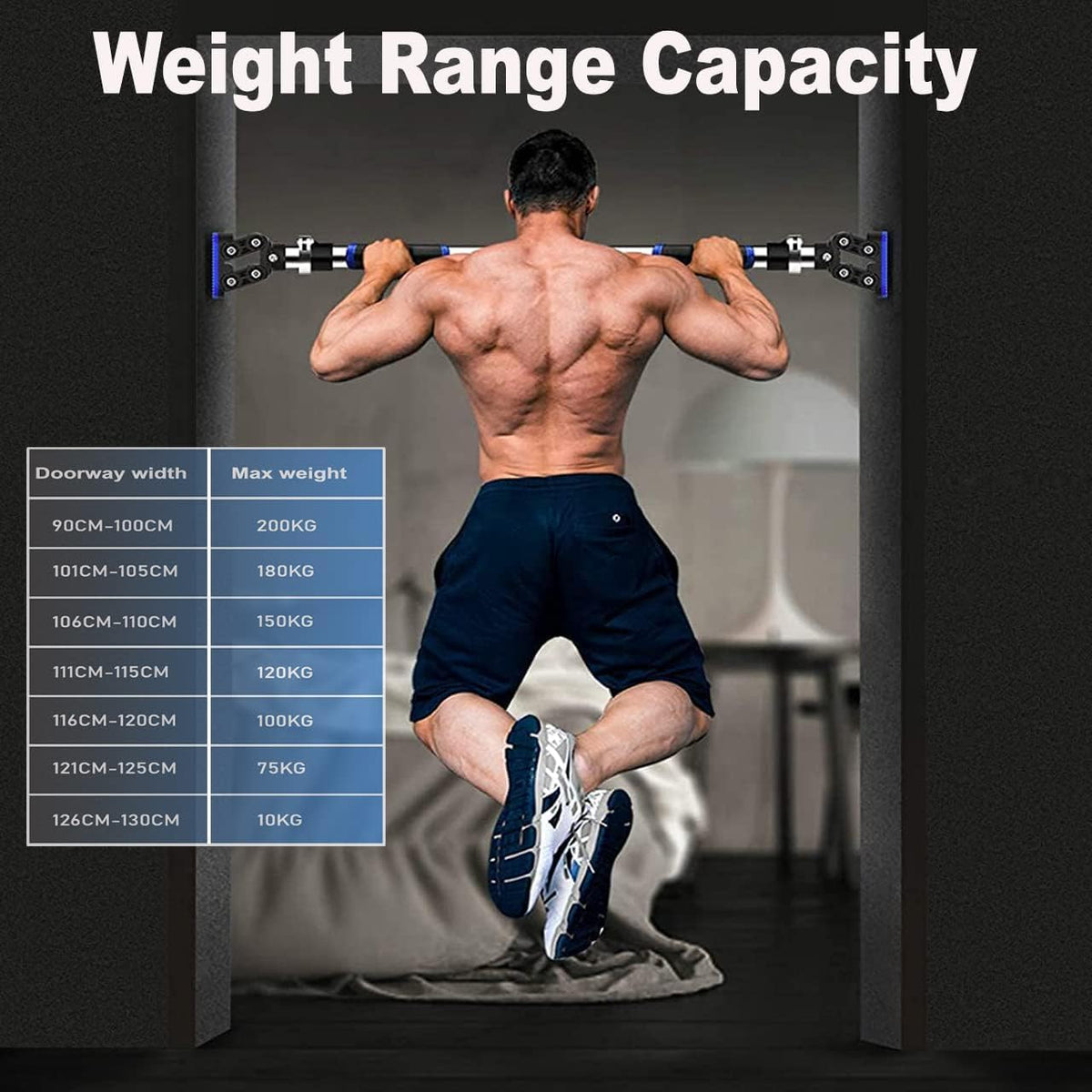 SKY LAND Adjustable Doorway Pull Up Bar & Chin Up Bar for Home Gym Upper Body Workout Equipment with Locking Mechanism, Anti-Slip Grip & Easy Installation EM-1866 (92124cm) – image 7