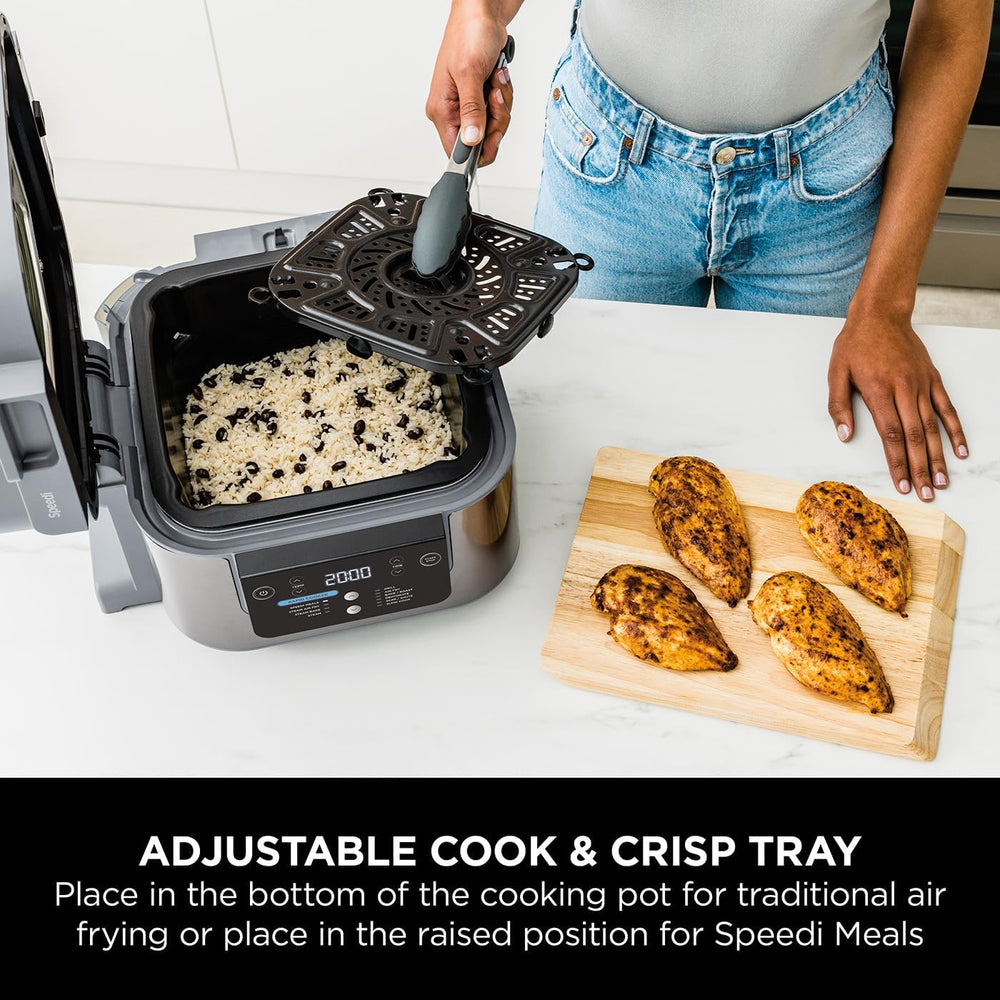 Speedi 10-in-1 Rapid Cooker, Air Fryer and Multi Cooker, 5.7L, Air Fry, Steam, Grill, Bake, Roast, Sear, Slow Cook & More, Cooks 4 Portions, Sea Salt Grey, ON400ME, 2 Years Warranty