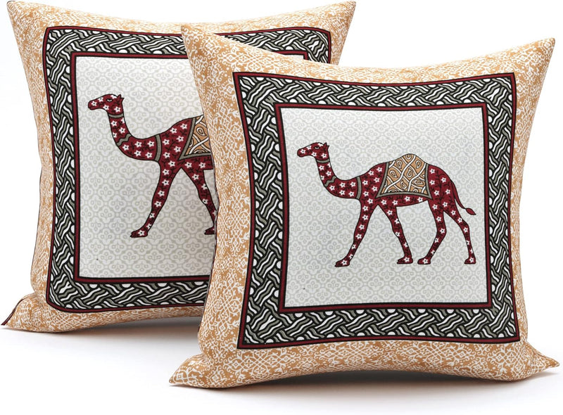 BLOCKS OF INDIA 200TC Diwan Set Cotton 8 Piece | Deewan Printed Bedsheet Sets for Living Room Hall (Set of 8 Piece, 1-Bed Sheet | 2-Bolster Cover | 5-Cushion Cover (Color 25)