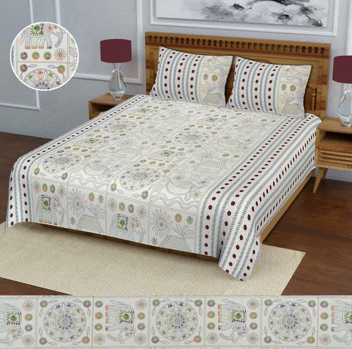 SUFAYA FAB Printed Indian Sanganer Royal Cotton Premium Big Size Bedsheets for Modern Look(100x100) with Two Pillow (18x28) inches