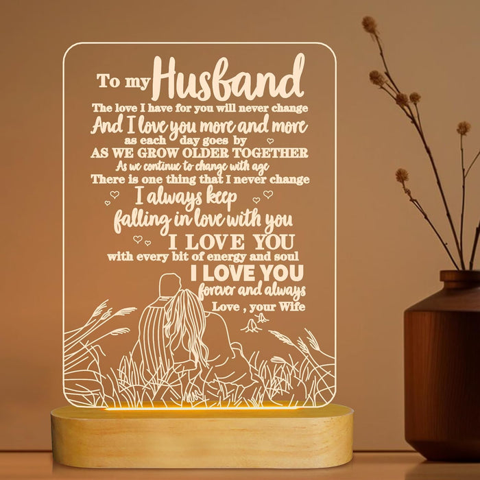 Sulfar to My Husband Gifts from Wife,3D Illusion Lamp I Love You Night Light for Men Him Valentines Birthday Anniversay Romantic Ideal Gift