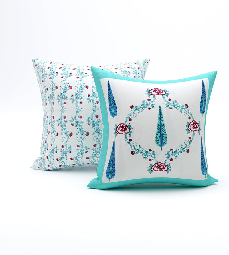 BLOCKS OF INDIA 200TC Diwan Set Cotton 8 Piece | Deewan Printed Bedsheet Sets for Living Room Hall (Set of 8 Piece, 1-Bed Sheet | 2-Bolster Cover | 5-Cushion Cover (Color 25)