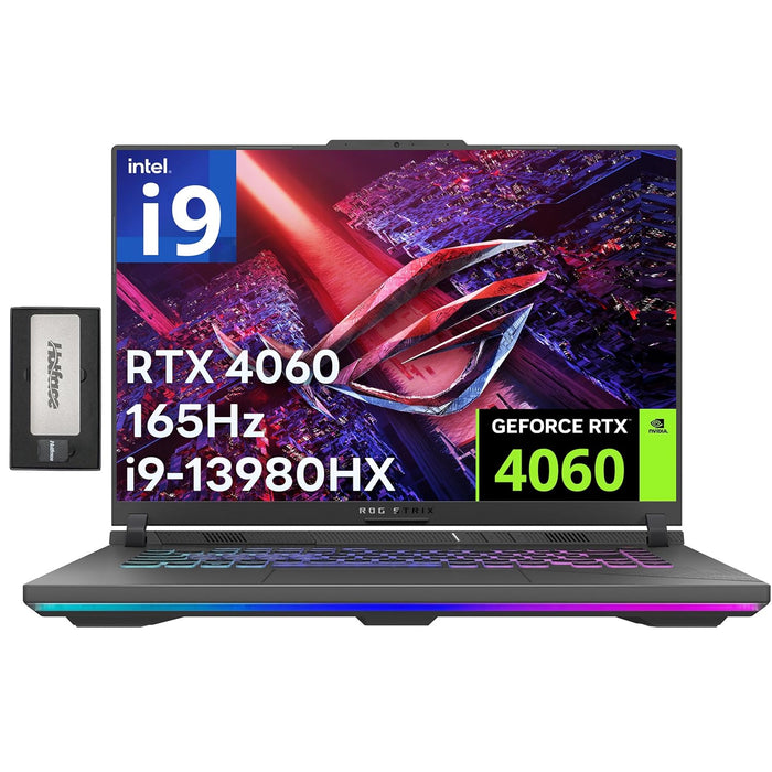 ASUS ROG Strix G16 16" 165Hz FHD Gaming Laptop, Intel i9-13980HX, 64GB DDR5, 2TB SSD, NVIDIA GeForce RTX 4060 8GB, Backlit Keyboard, HD Webcam, Wi-Fi 6E, Gray, Win 11 Pro, 256GB Docking Station Set