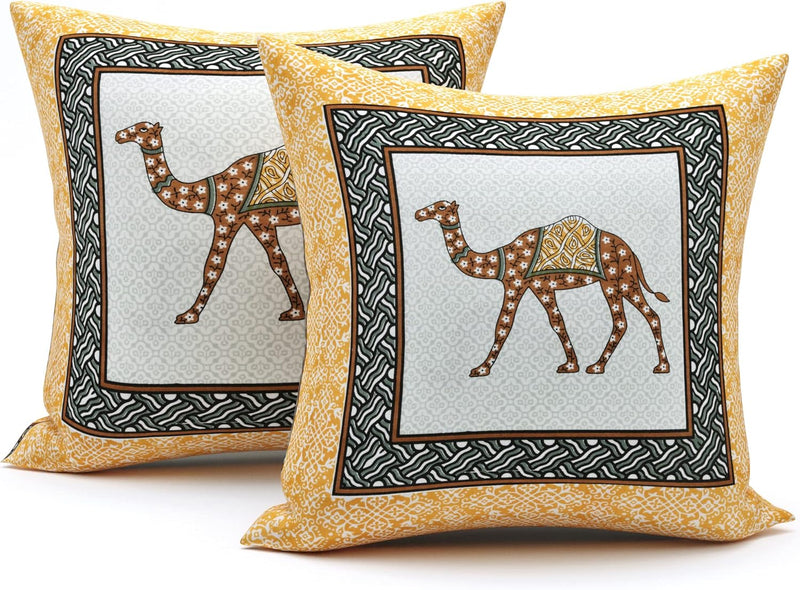 BLOCKS OF INDIA 200TC Diwan Set Cotton 8 Piece | Deewan Printed Bedsheet Sets for Living Room Hall (Set of 8 Piece, 1-Bed Sheet | 2-Bolster Cover | 5-Cushion Cover (Color 25)