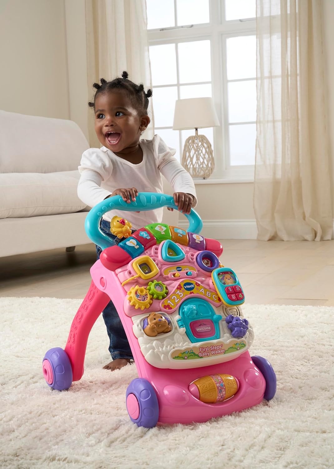 Vtech First Steps Baby Walker Pink With Blue Handle – image 7