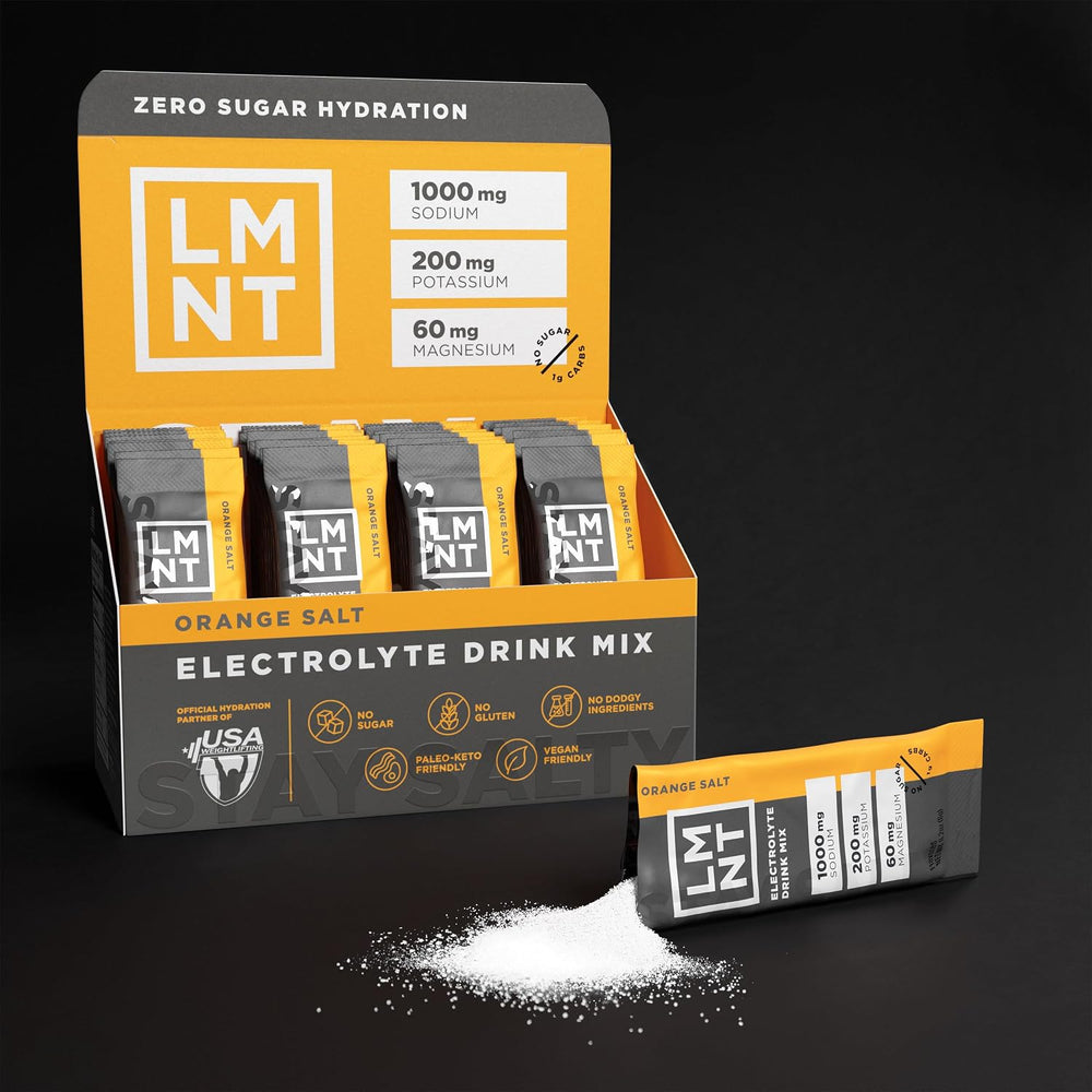 Drink LMNT Zero-Sugar Electrolytes - Orange Salt - Hydration Powder Packets No Dodgy Ingredients Keto & Paleo Friendly 30 Sticks