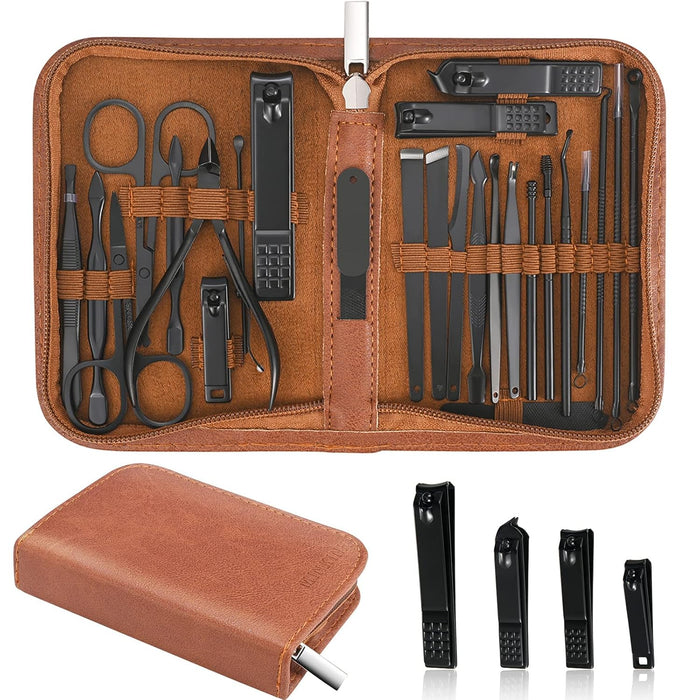 NALACAL Manicure Set Professional Nail Clipper Kit-25 Pieces Stainless Steel Manicure Kit,nail Care Tools With Luxurious Travel Case