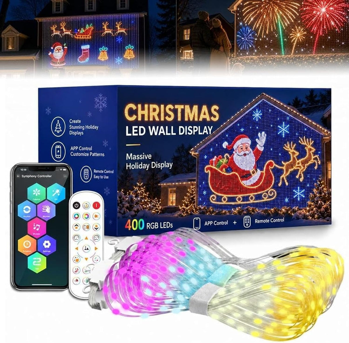 Christmas LED House Net & Smart Outdoor Wall Curtain Light (1m1m) – image 1