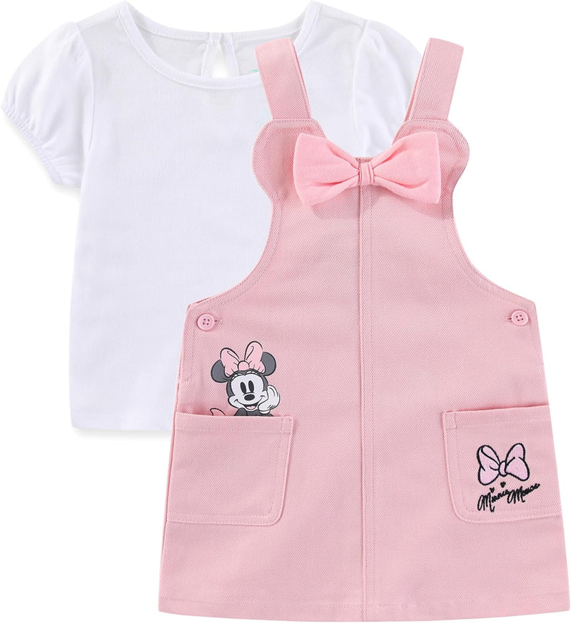Disney Minnie Mouse Baby Girls Twill Jumper Dress and Jersey Top for Infants