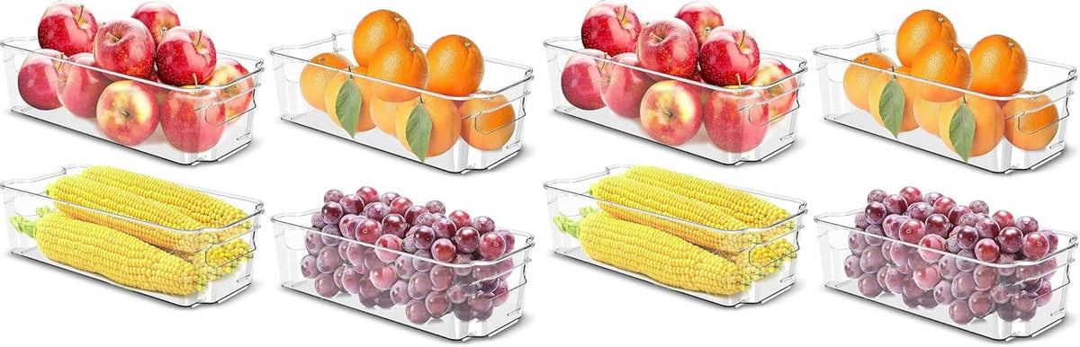 SKY-TOUCH 2PCS Clear Stackable Pantry Organizers and Storage Bins, Plastic Containers Boxes with Handle for Kitchen, Fridge, Shelves Cupboard, Fridge, Kitchen, BPA Free – image 3