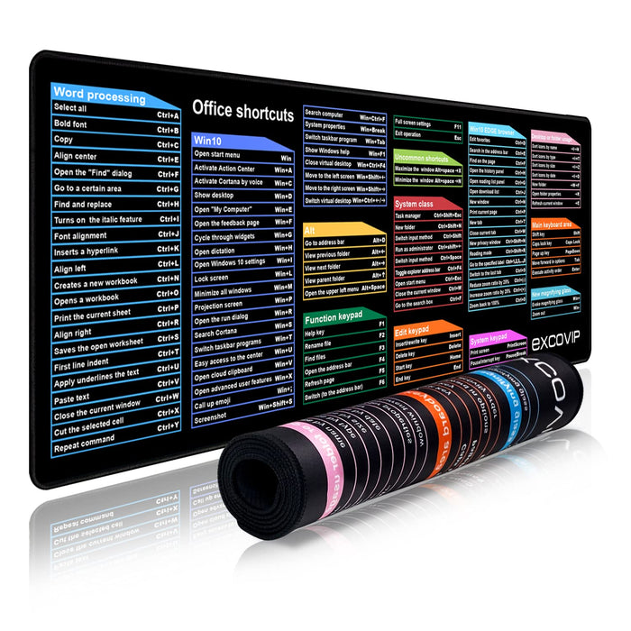EXCOVIP Large Mouse Pad XL, Office Shortcut Mouse Pad, Extended Computer Mouse Pad/Desk Mat with Stitched Edges (800x300mm)