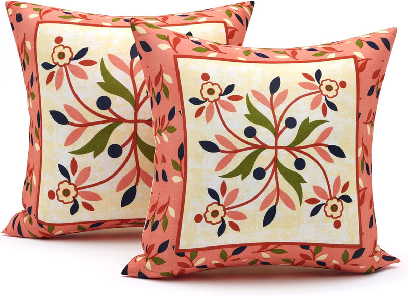 BLOCKS OF INDIA 200TC Diwan Set Cotton 8 Piece | Deewan Printed Bedsheet Sets for Living Room Hall (Set of 8 Piece, 1-Bed Sheet | 2-Bolster Cover | 5-Cushion Cover (Color 25)