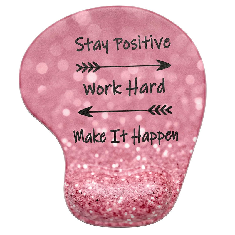 Hsurbtra Ergonomic Mouse Pad with Wrist Rest Support, Gel Mouse Pads with Non-Slip PU Base, Pain Relief Memory Foam Computer Mat, Cute Office Supplies Desk Decro Accessories, Work Hard