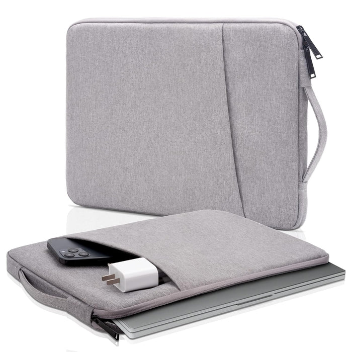 NALACAL 13 inch Laptop Sleeve Bag Compatible with MacBook Air Mac Pro M1 Surface Lenovo Dell HP Computer Bag Accessories Polyester Case with Pocket (Grey)