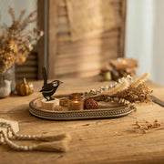 Hanobe Decorative Serving Tray Wood: White Washed Bead Round Tray Decor for Coffee Table Rustic Wooden Trays Farmhouse Centerpiece for Living Room Kitchen Counter