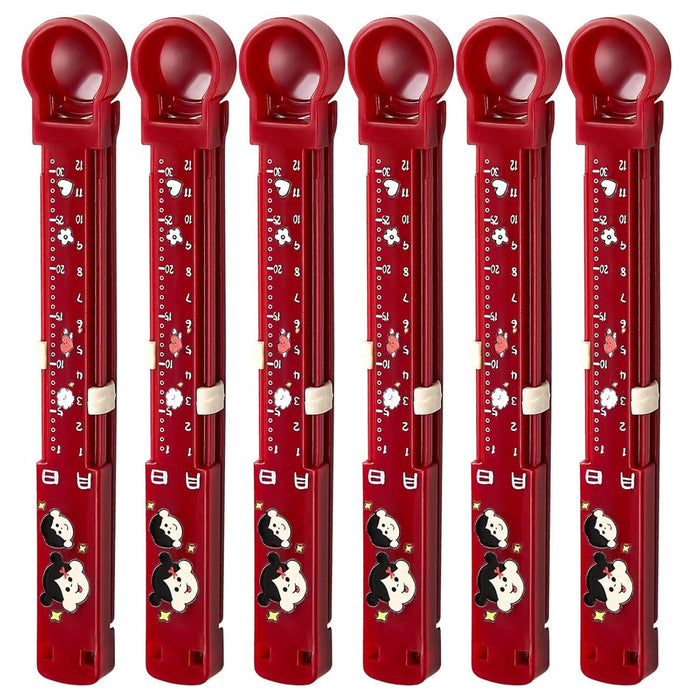 Bag Clips | 6X Food Clips for Bags,Non-Slip Measurement Markings Sealing Storage Fresh-Keeping Reusable Resealing for Snack Home Organization Pantry Workshop