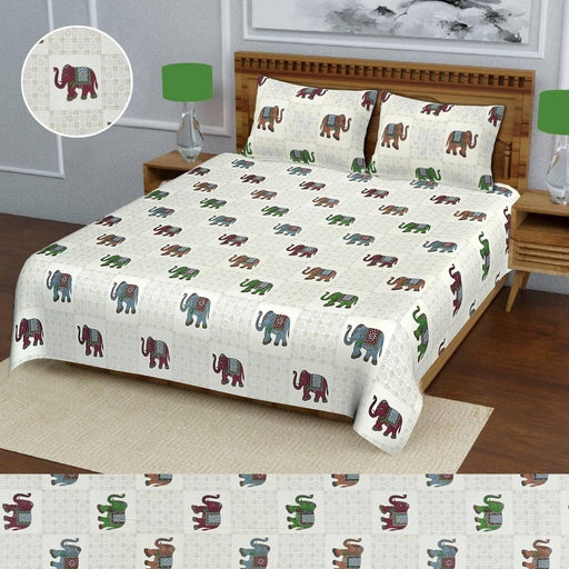 SUFAYA FAB Printed Indian Sanganer Royal Cotton Premium Big Size Bedsheets for Modern Look(100x100) inches with Two Pillow (18x28)