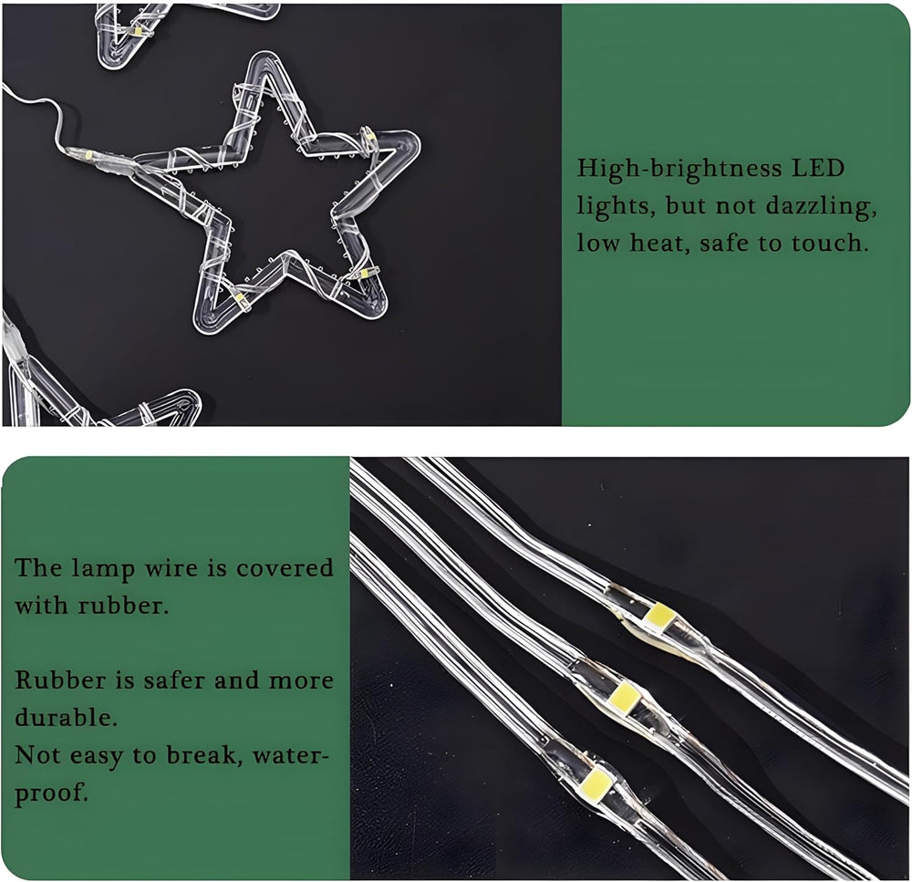 Star & Crescent Moon Curtain Lights - LED Eid & Ramadan Festival Lighting for Home & Garden
