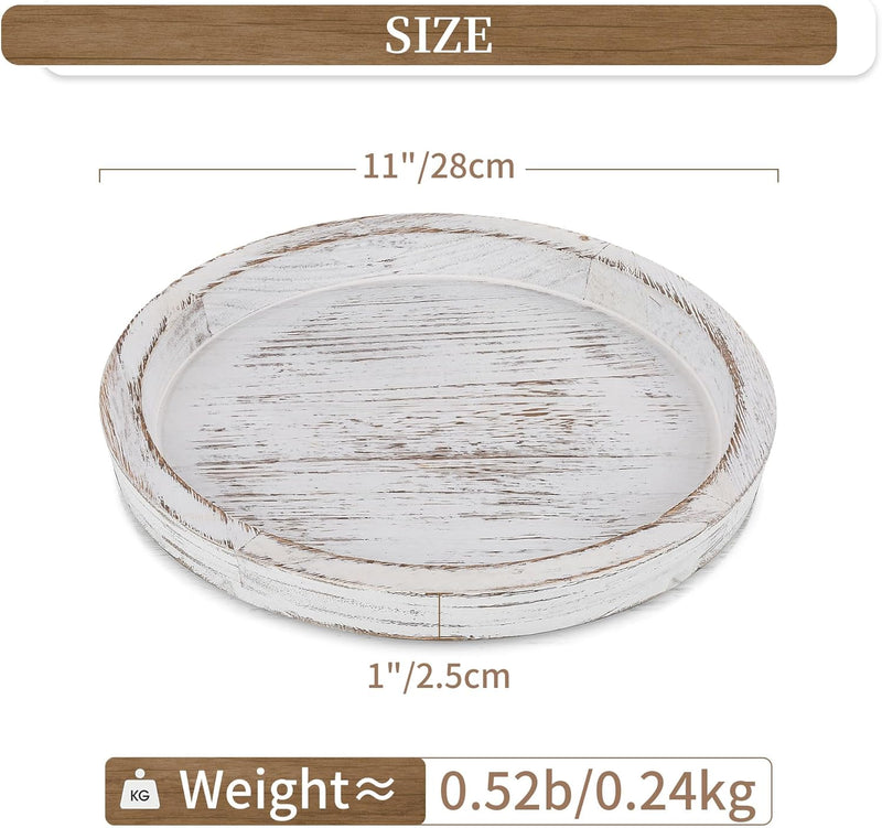 Hanobe Candle Plate Holder Tray: Round Wooden Decorative Candle Plate Small Farmhouse Table Centerpiece Rustic Wood Tealight Pillar Trays for Christmas Wedding Halloween Home Decor