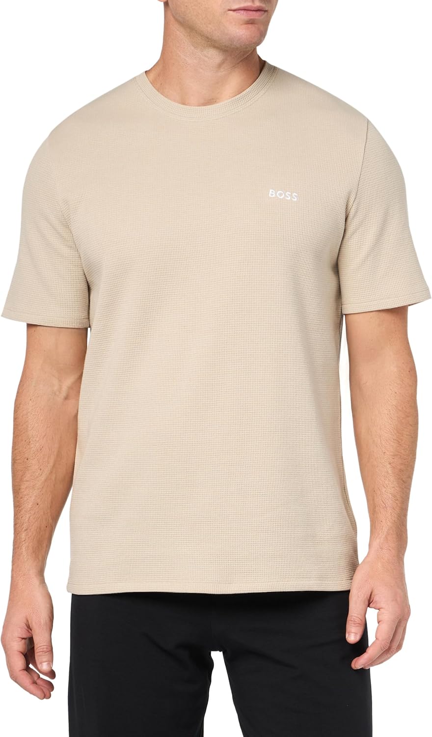 mens Waffle Contrast Logo Short-sleeve T-shirt Shirt