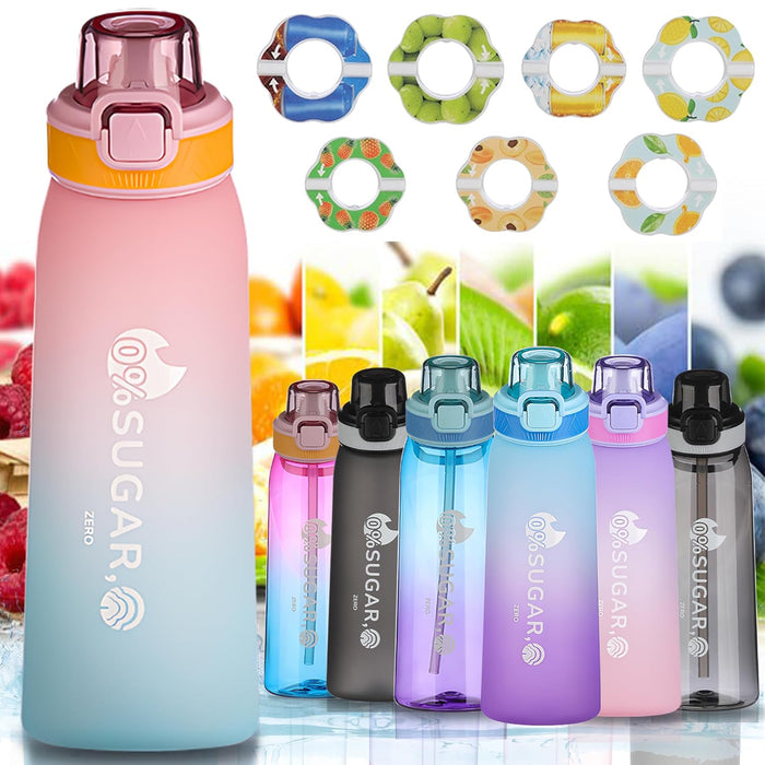 ArcShine??Air Up Water Bottle ??Air Up Bottle with 7 Flavored Pods Multi Colors, Fruit Scented Flavored Water Bottle for Kids, Sports and Travel 700 ml, Leak Proof (Gradient Pink & Sky Blue)