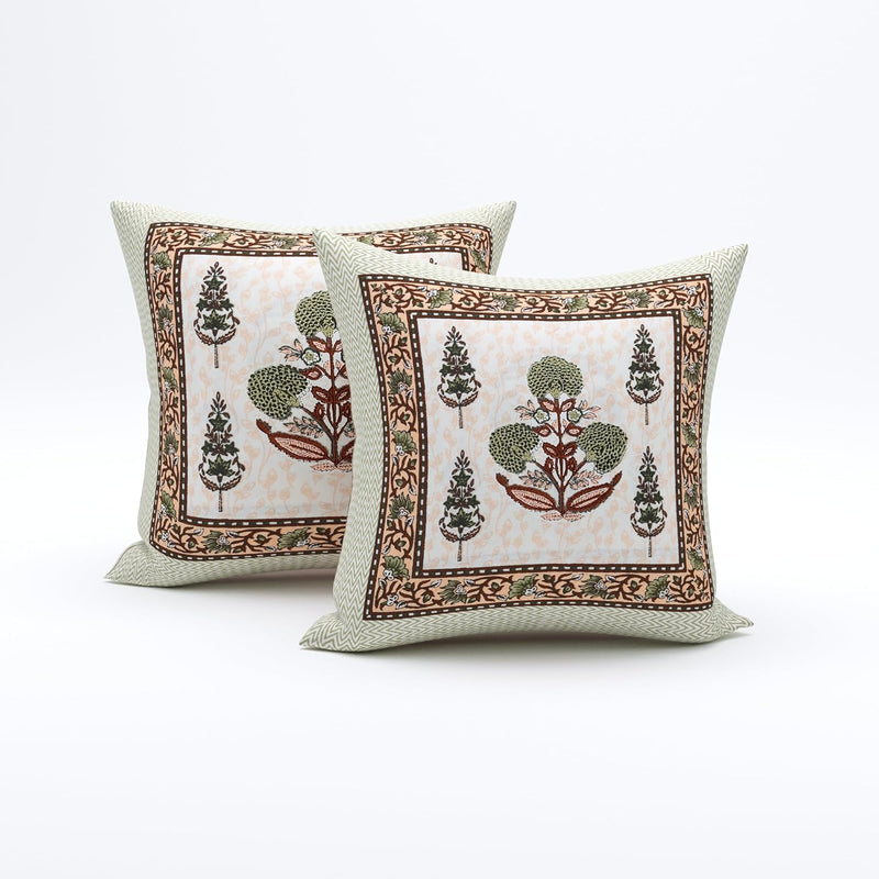 BLOCKS OF INDIA 200TC Diwan Set Cotton 8 Piece | Deewan Printed Bedsheet Sets for Living Room Hall (Set of 8 Piece, 1-Bed Sheet | 2-Bolster Cover | 5-Cushion Cover (Color 25)