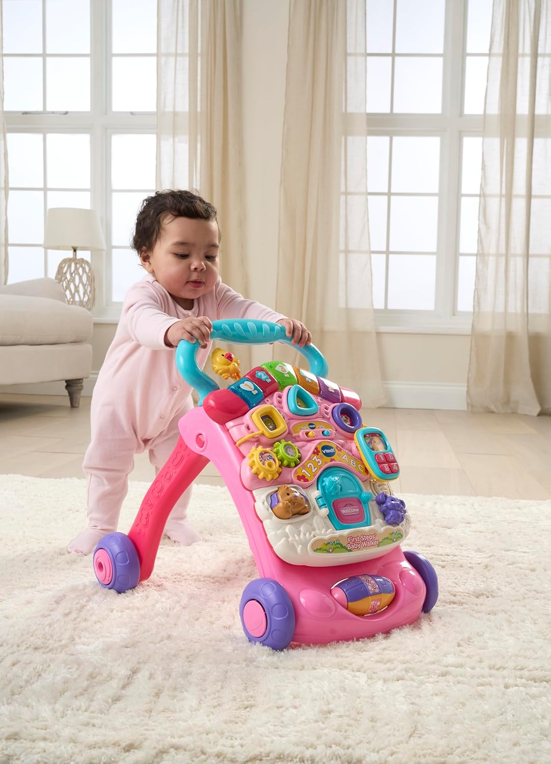 Vtech First Steps Baby Walker Pink With Blue Handle – image 4