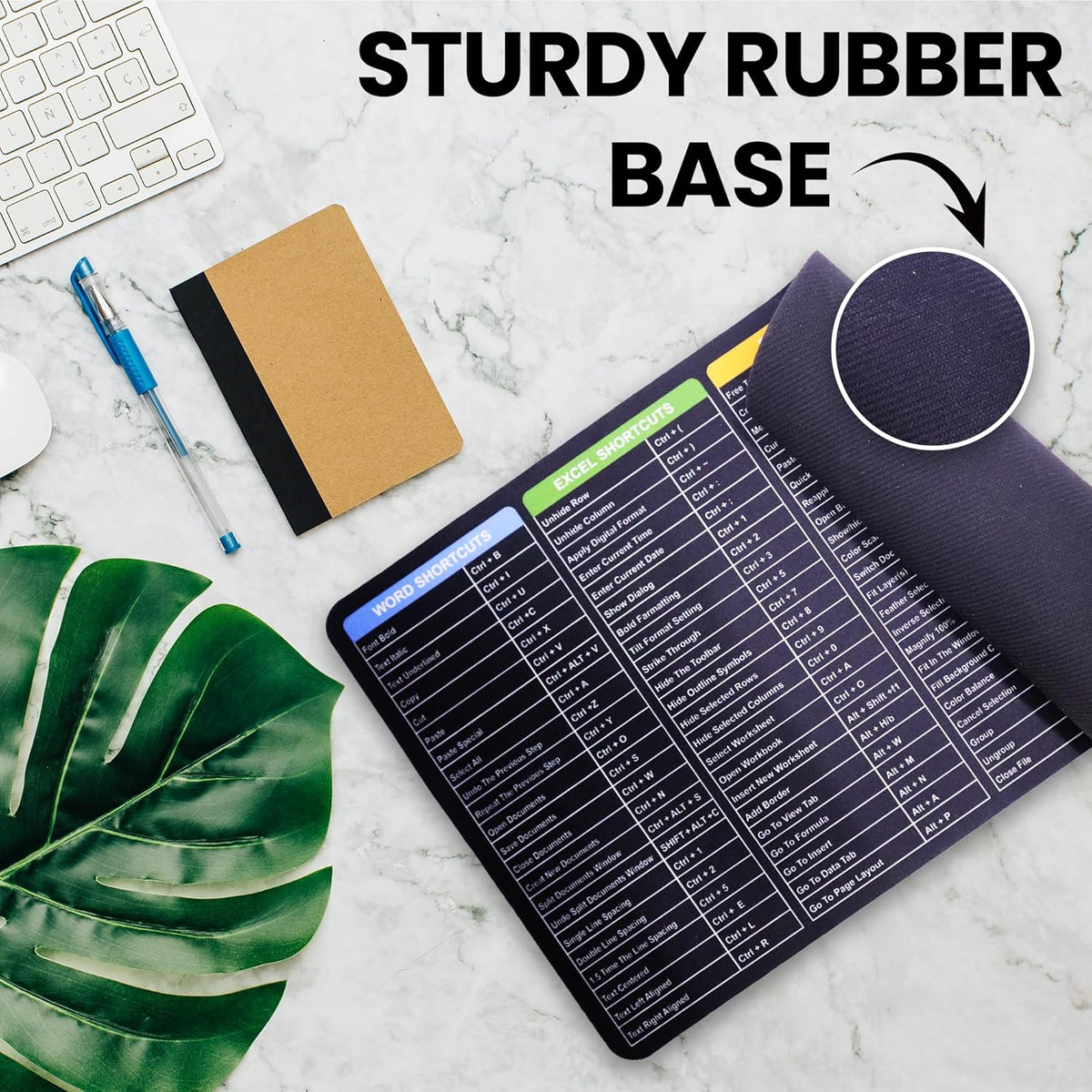 Desk Mat for Mouse and Keyboard with Keyboard Shortcuts Print Gaming Mouse Pad with MS Word, Excel, Photoshop, Office, and Windows Shortcuts Large Desk Accessories for PC and Desktop – image 5