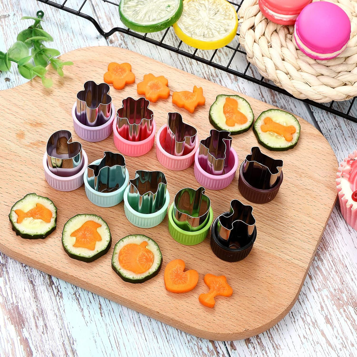 MUYIYAMEI Vegetable Cutter Shape Set, Mini Cookie Cutters,Biscuit Cutter to Decorate Food, Children's Baking and Food Supplement tool Accessories Kitchen Crafts, (20PCS+20Fork) – image 2