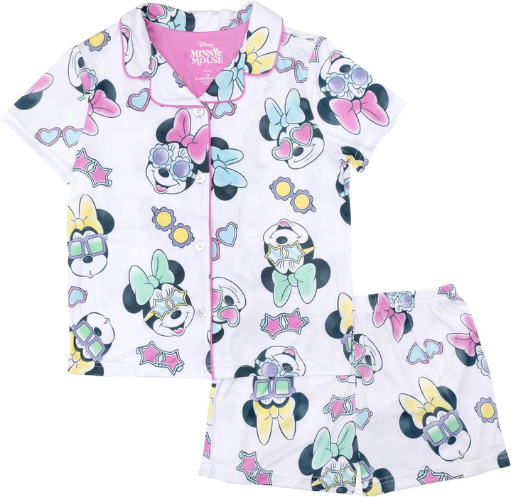 Disney girls 2-piece Loose-fit Button Down Pajama Set, Soft & Cute for Kids Pajama Set (pack of 2)
