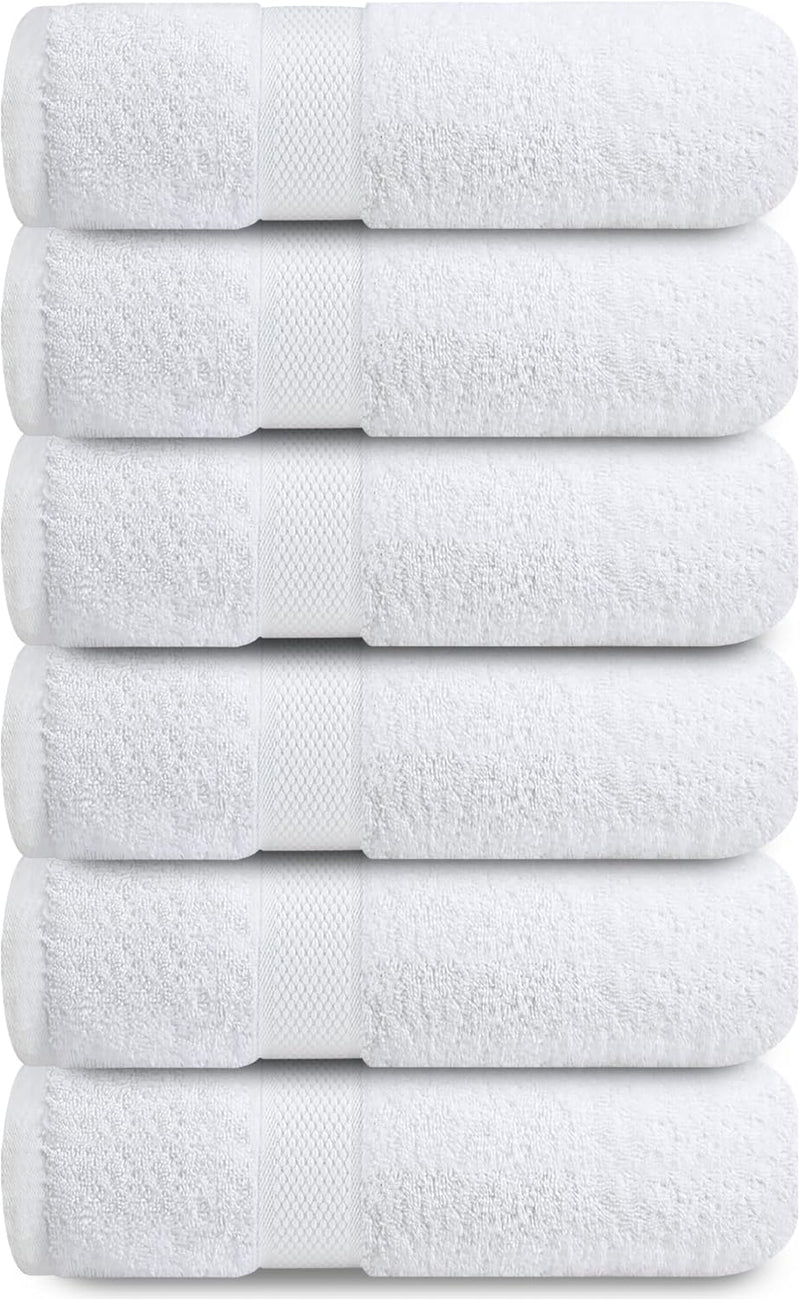 Infinitee Xclusives Premium White Hand Towels - Pack of 6, 41cm x 71cm Bathroom Hand Towel Set, Hotel & Spa Quality Hand Terry Towels for Bath room, Highly Absorbent and Super Soft Bathrooms Towels