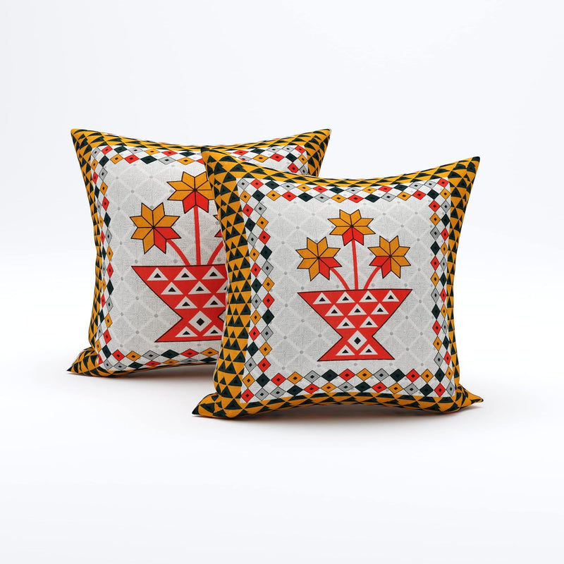 BLOCKS OF INDIA 200TC Diwan Set Cotton 8 Piece | Deewan Printed Bedsheet Sets for Living Room Hall (Set of 8 Piece, 1-Bed Sheet | 2-Bolster Cover | 5-Cushion Cover (Color 25)