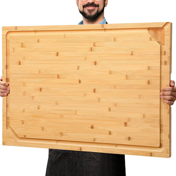 36 x 24 Extra Large Bamboo Cutting Board for Kitchen, Cutting Board Stove Top Cover with Handle, Butcher Block Chopping Board with Juice Groove, Large Charcuterie Board, Over the Sink Cutting Board