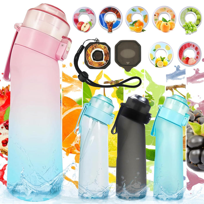 Hevenare Air Up water Bottle with 7 Flavored Pods (Pod Holder Included) Air Up Water Bottle Multi Colors,Fruit Scented Flavored Bottle for Kids,Sports & Travel 650ml, Leak Proof (Gradient Pink & Blue)
