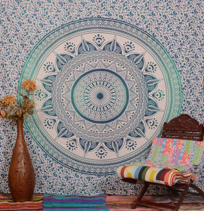 Trade Star Mandala bedsheet Indian Bedsheet Large Table Cloth Picnic Mat Bohemian Wall Hanging Bedcover Long Bedspread Vertical Wall Hanging Wall Background Sheet Wall Tapestry (Pattern 17)