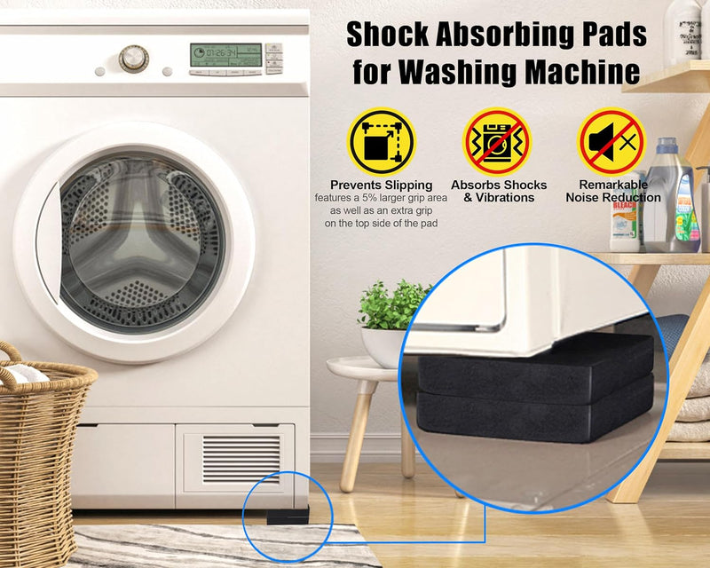 MyLifeUNIT Shock Absorbing Washer Pads, Anti-Vibration Washer Mat Protector for Washing Machine Dryer Treadmill (8 Pack)