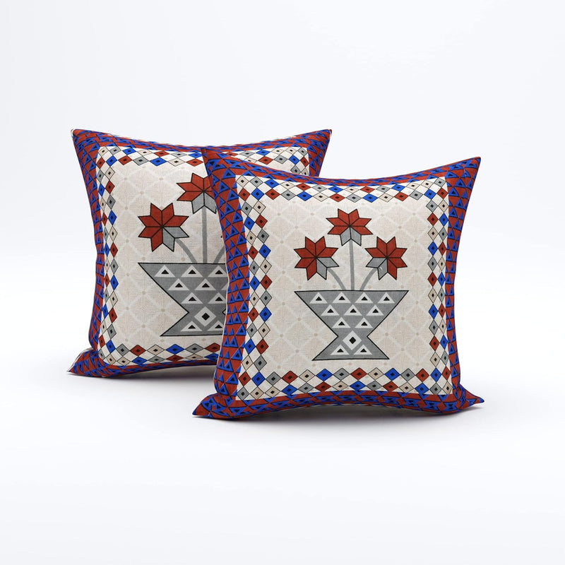 BLOCKS OF INDIA 200TC Diwan Set Cotton 8 Piece | Deewan Printed Bedsheet Sets for Living Room Hall (Set of 8 Piece, 1-Bed Sheet | 2-Bolster Cover | 5-Cushion Cover (Color 25)