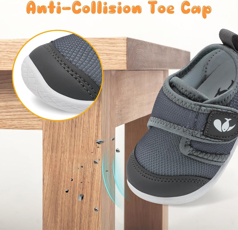 L-RUN Baby Shoes Boys Girls Breathable Adjustable First Walking Shoes Infant Lightweight Crib Sneakers