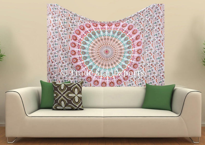 Trade Star Mandala bedsheet Indian Bedsheet Large Table Cloth Picnic Mat Bohemian Wall Hanging Bedcover Long Bedspread Vertical Wall Hanging Wall Background Sheet Wall Tapestry (Pattern 17)