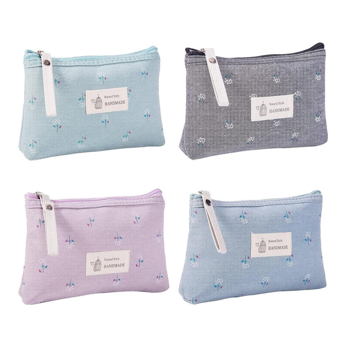 BIGTHREE Make Up Bag, 4 Pcs Canvas Portable Makeup Bag, Multi-Functional Small Cosmetic Bag, Handbag Pouch Toiletry Organizer Storage Beauty Makeup Travel Accessory for Women Girls Vacation Travel