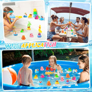 Honoson Summer Beach Rubber Duckies Mini Rubber Duck Bath Toys Funny Float Bathtub Squeaky Ducky for Pool Water Activity Summer Baby Shower Classroom Birthday Party Favors (24 Pcs)