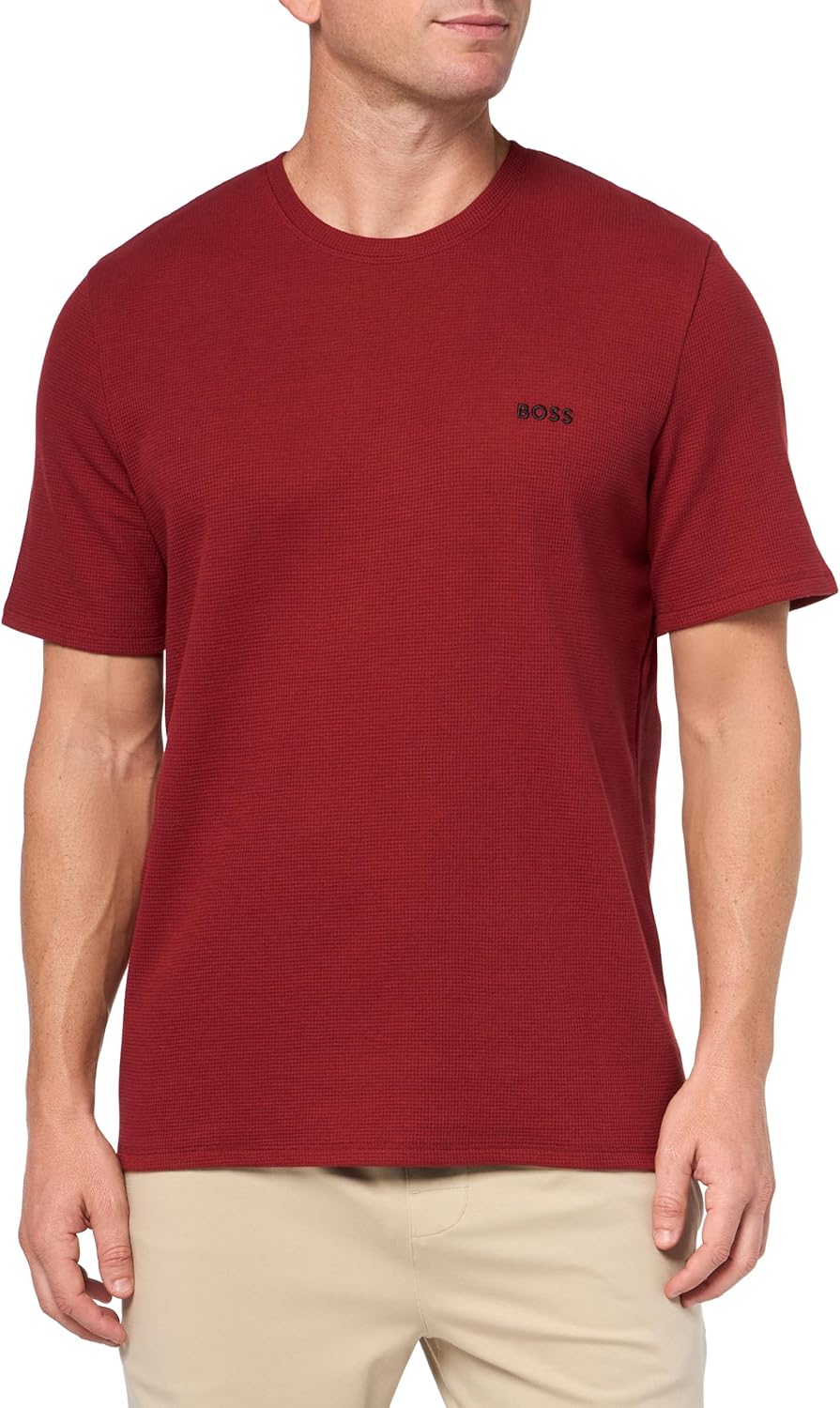 mens Waffle Contrast Logo Short-sleeve T-shirt Shirt
