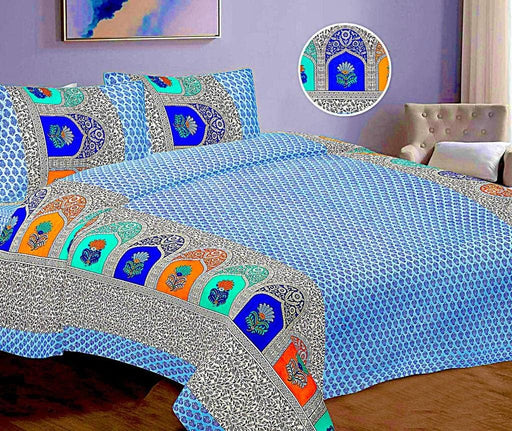 SUFAYA FAB Printed Indian Sanganer Cotton Premium Big Size Bedsheets for Modern Look(108x108) inches,Pillow (17x27) inches