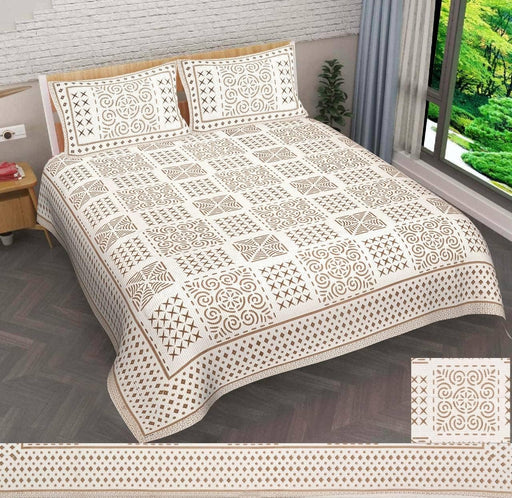 SUFAYA FAB Indian Sanganer Printed Beautiful Natural King Size Bedsheets with Two Pillows Cover (90x108) inches with Two Pillows Cover(17x27) inches