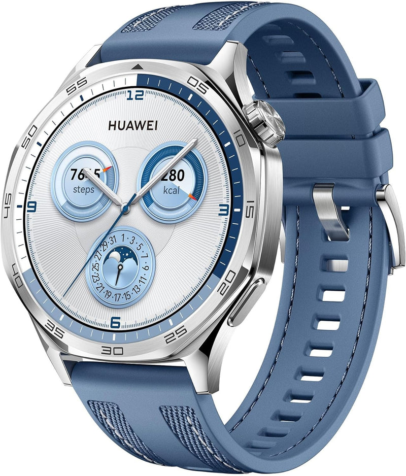 HUAWEI WATCH GT5 46mm Smartwatch, upto14 Days Battery Life,Sharp-Edged Design, Health Tracking, iOS & Android Compatible, HUAWEI Care+, 3 Month Extra warranty, Blue
