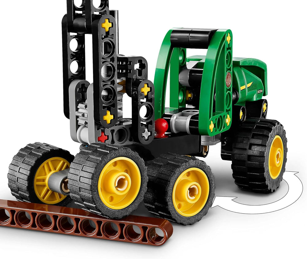 Technic John Deere 1470H Wheeled Harvester - Construction Vehicle Toy - STEM Model Kit w/a Rotating Boom & Working Claw - Gift for 7+ Year Old Boys - 42218