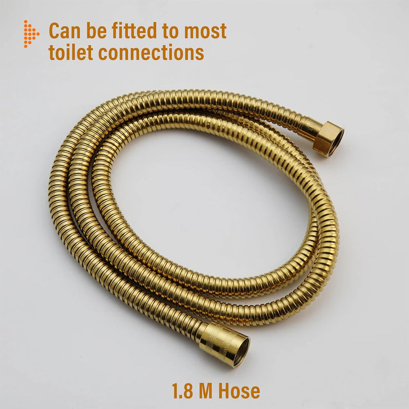 HomePro Bidet Sprayer Set With 1.8 Meter Long Hose Handheld Bidet Sprayer for Toilet Diaper Sprayer Bathroom Shattaf Set for Personal Hygiene, Multipurpose - Chrome Finish (Golden)